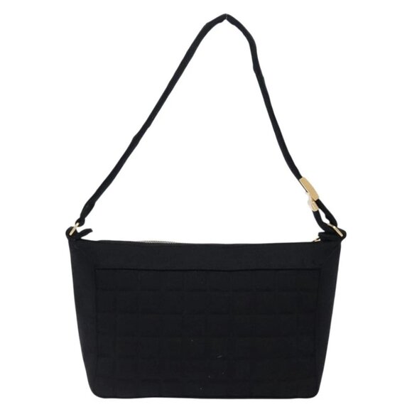 CHANEL Choco Bar Shoulder Bag Cotton Black Gold CC - Picture 1 of 15